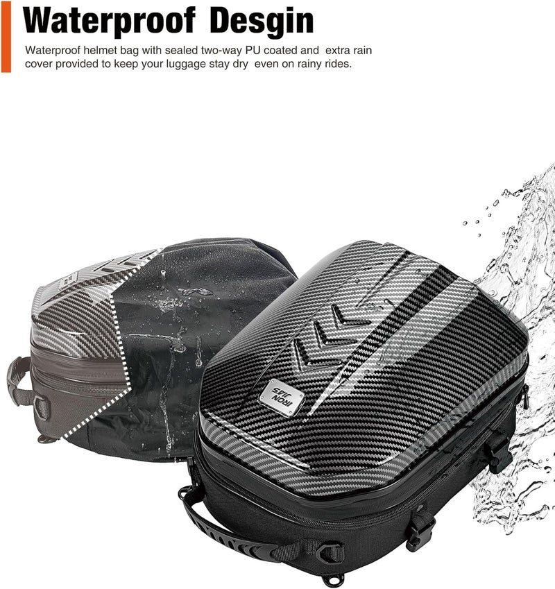 Grapelet Motorcycle Tail Bag Backpack Waterproof ABS Hard Shell Motorbike Luggage Bags Helmet Bags with Expandable Storage 24L-35L - Image 5
